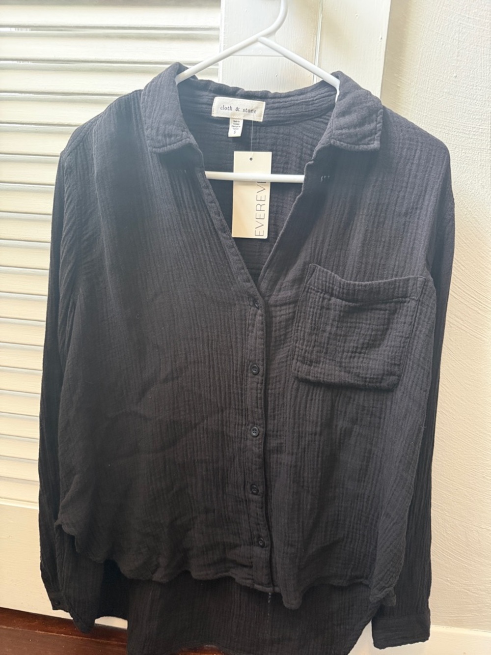 cloth & stone Black Textured Gauze Shirt